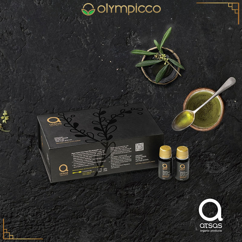 Atsas Organic Extra Virgin Olive Oil Natural Food Supplement - Luxury Pack of 15x10 ml