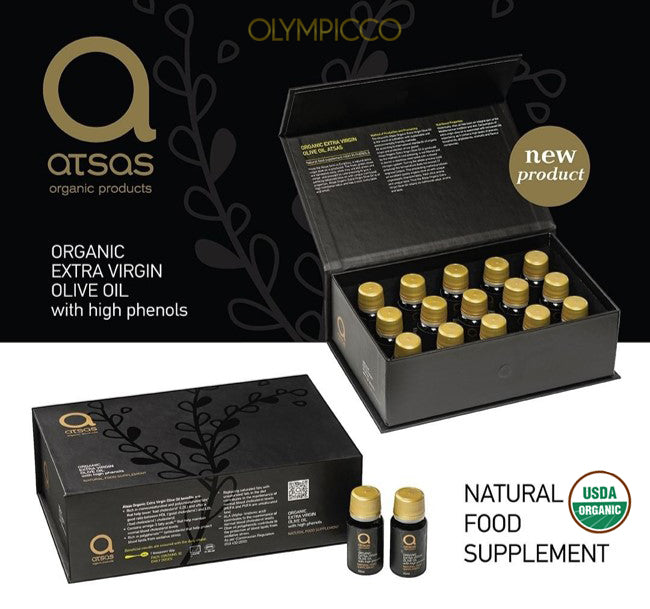 Atsas Organic Extra Virgin Olive Oil Natural Food Supplement - Luxury Pack of 15x10 ml
