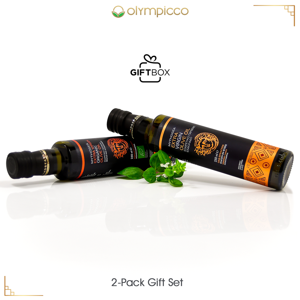 MYTHOGEA Greek Extra Virgin Olive Oil & Organic Olive Oil Gift Pack – 2 x 250ml - OLYMPICCO.COM