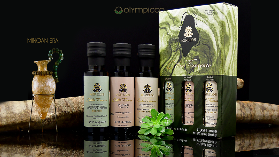 Agrelos - Cretan Treasures Olive Oil & Balsamic Vinegar - Premium 3-Pack Gift Set - 3x100ml - OLYMPICCO.COM