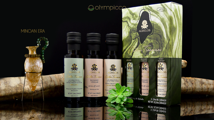 Agrelos - Cretan Treasures Olive Oil & Balsamic Vinegar - Premium 3-Pack Gift Set - 3x100ml - OLYMPICCO.COM
