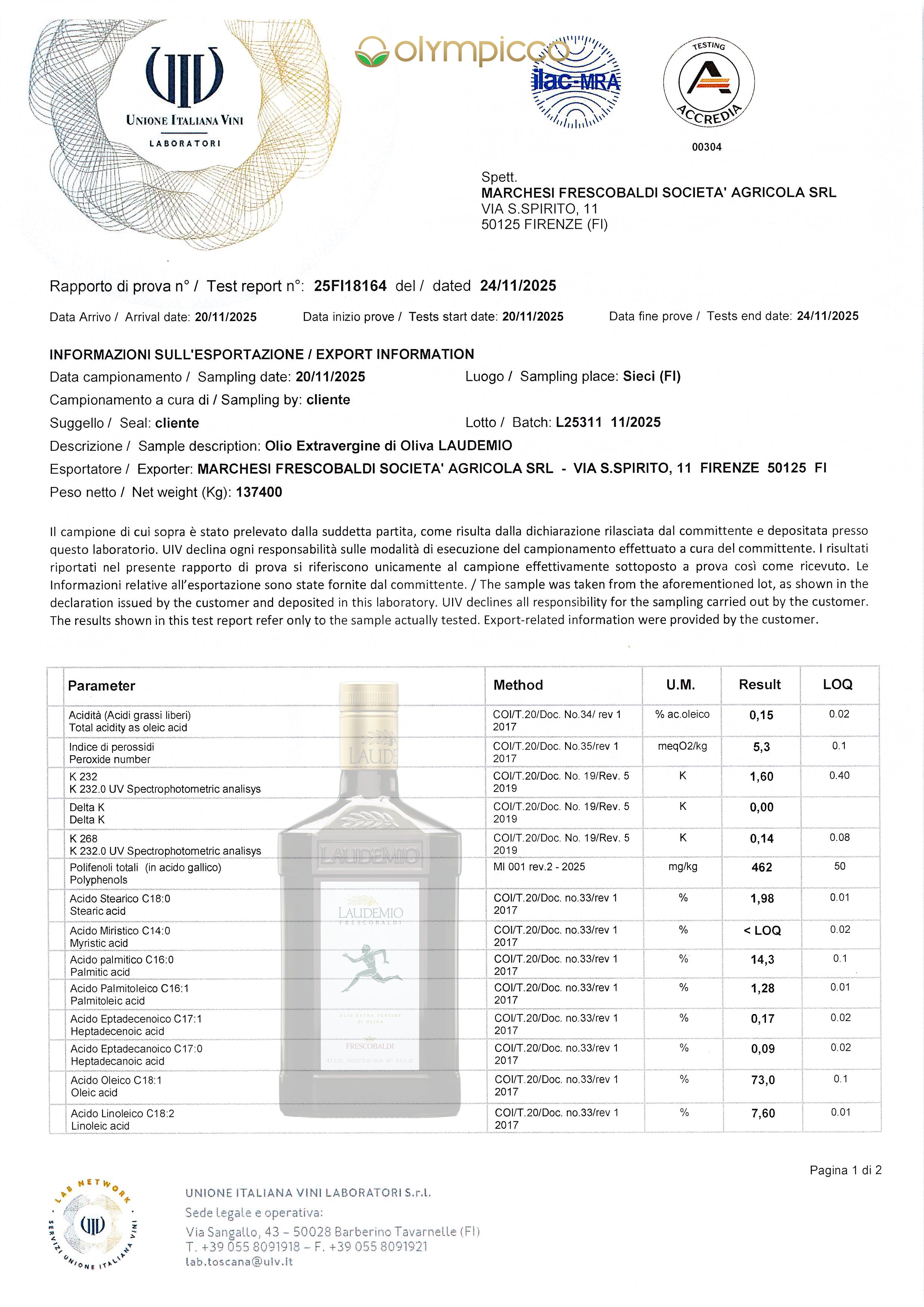 Frescobaldi Laudemio Extra Virgin Olive Oil - 2025 Harvest – OLYMPICCO