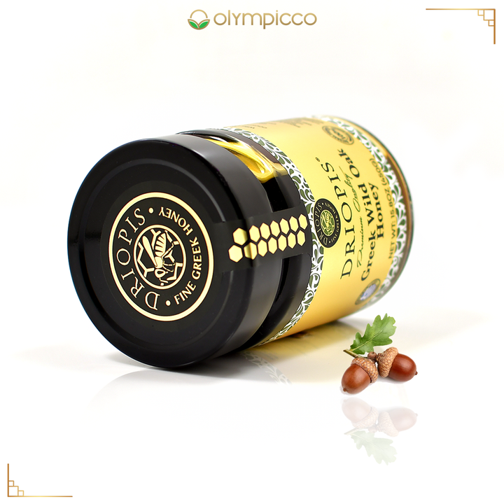 DRIOPIS Greek Wild Oak Tree Raw Honey - Limited Edition - 450g/15.8oz - OLYMPICCO.COM