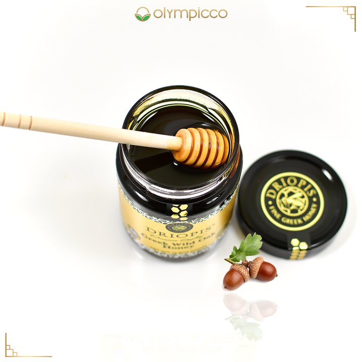 DRIOPIS Greek Wild Oak Tree Raw Honey - Limited Edition - 450g/15.8oz - OLYMPICCO.COM