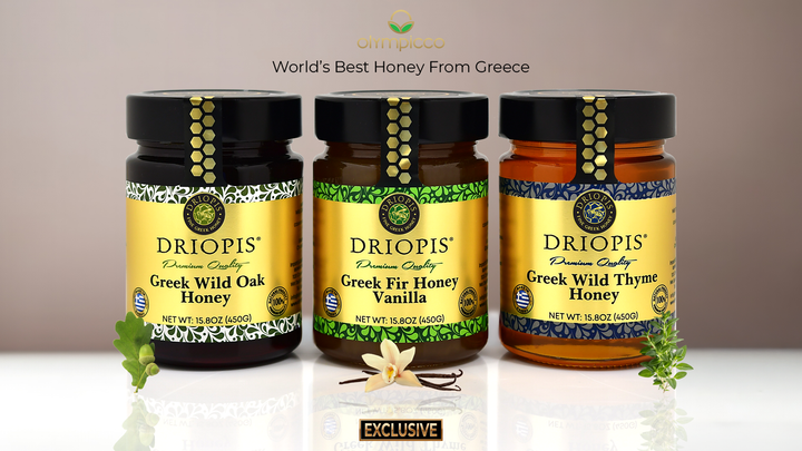 DRIOPIS Wild Greek Thyme Honey – Pure, Natural & Unfiltered Raw Honey - 450g/15.8oz
