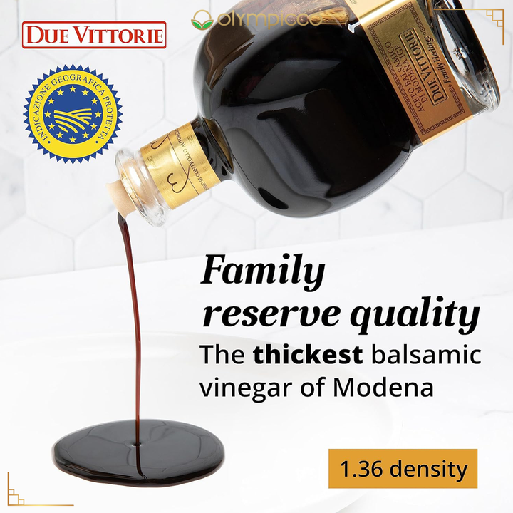 Due Vittorie Famiglia Gold IGP Extra Dense Balsamic Vinegar - With Wooden Box and Pourer - OLYMPICCO.COM