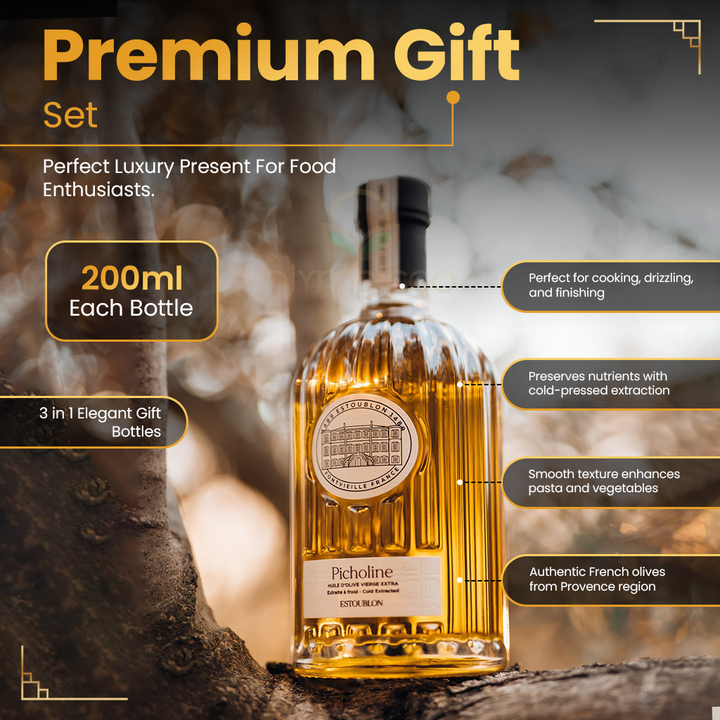 ESTOUBLON Extra Virgin Olive Oil Discovery Gift Box | Single Variety Set (3×200ml) - OLYMPICCO.COM