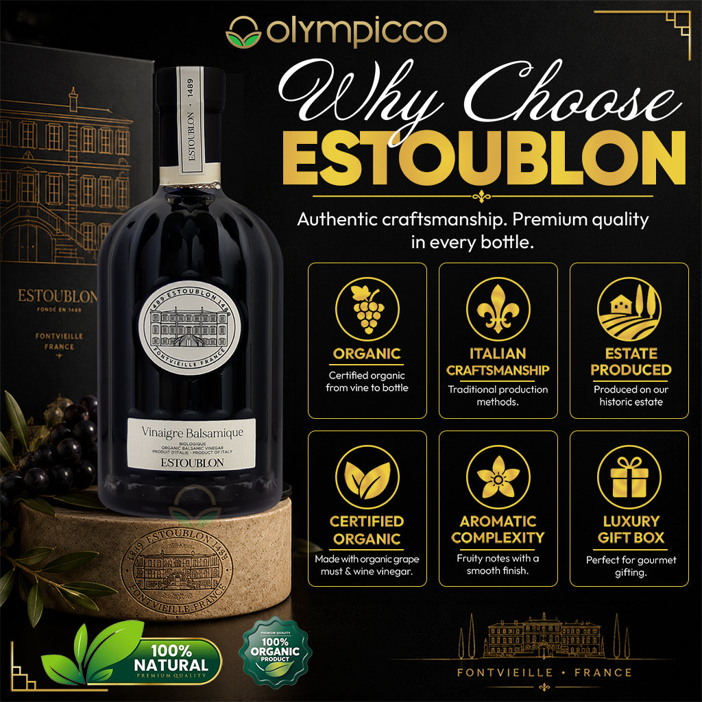 Estoublon Organic Balsamic Vinegar with Gift Box 500ml | Premium French Aged Balsamic | Luxury Gourmet Gift - OLYMPICCO.COM