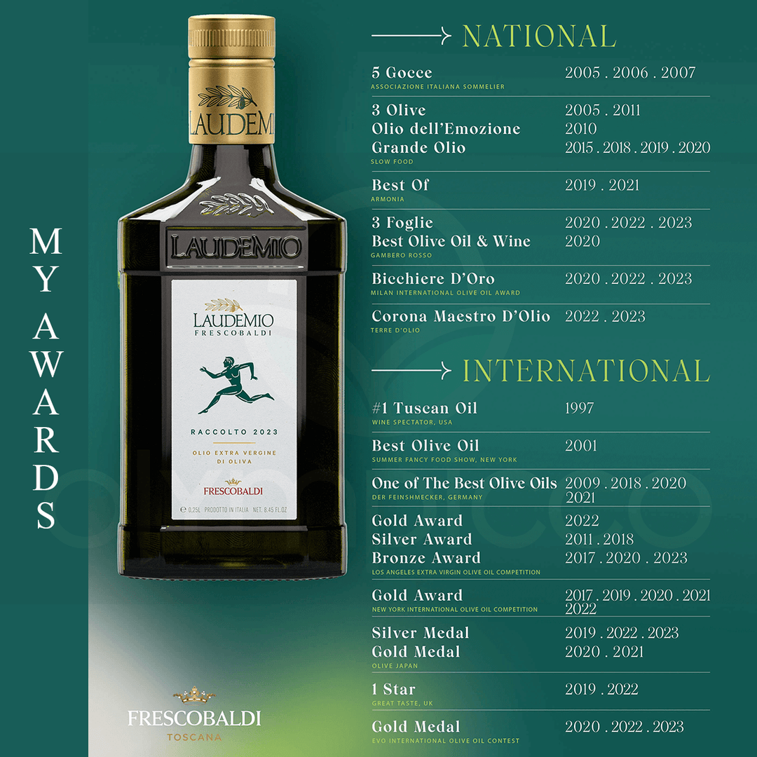 Frescobaldi Laudemio Extra Virgin Olive Oil - 2024/2025 Freshly Pressed Harvest - OLYMPICCO.COM
