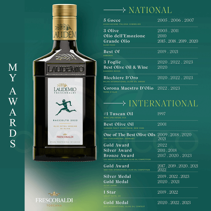 Frescobaldi Laudemio Extra Virgin Olive Oil - 2024/2025 Freshly Pressed Harvest - OLYMPICCO.COM