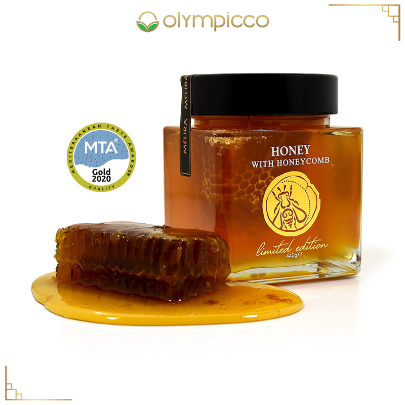 MELIRA Greek Unfiltered Raw Thyme Honey with Honeycomb 15.5 oz