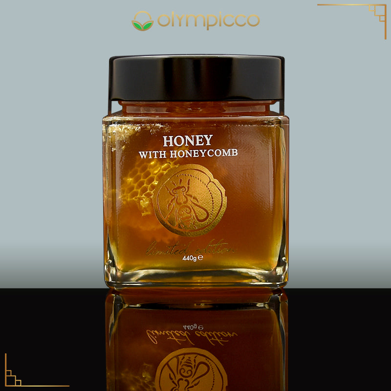MELIRA Greek Unfiltered Raw Thyme Honey with Honeycomb 15.5 oz - OLYMPICCO.COM