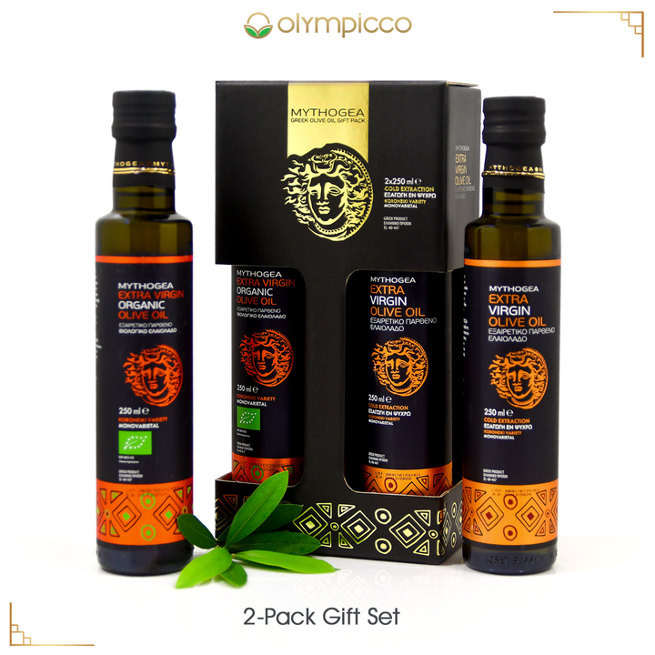 MYTHOGEA Greek Extra Virgin Olive Oil & Organic Olive Oil Gift Pack – 2 x 250ml