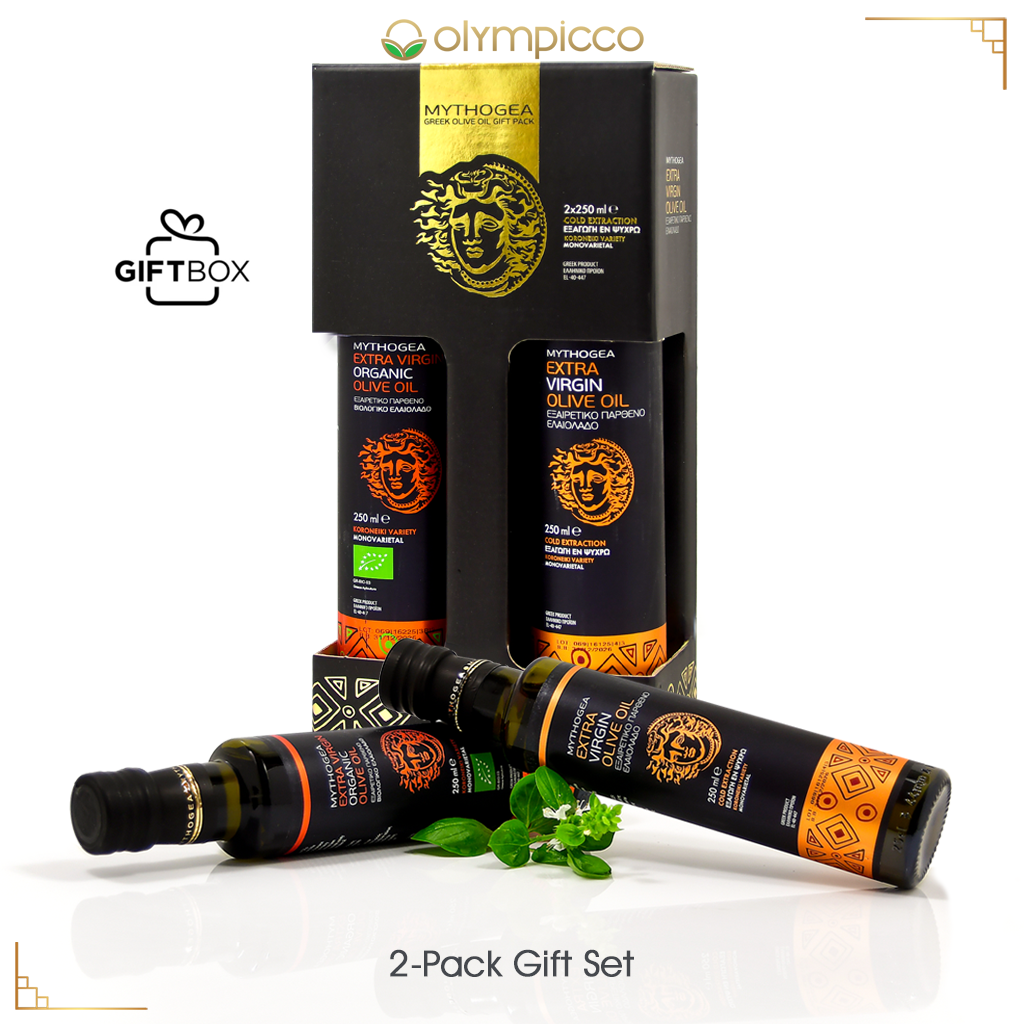 MYTHOGEA Greek Extra Virgin Olive Oil & Organic Olive Oil Gift Pack – 2 x 250ml