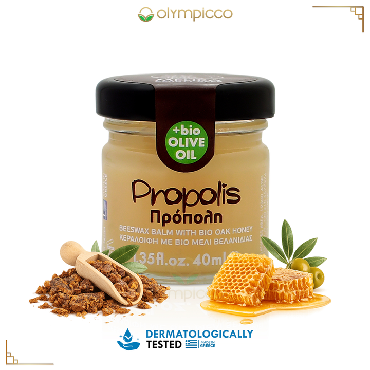 Melira Propolis Beeswax Balm with Organic Oak Honey & Olive Oil | Dermatologically Tested | Natural Repair for Dry & Sensitive Skin | Made in Greece - OLYMPICCO.COM