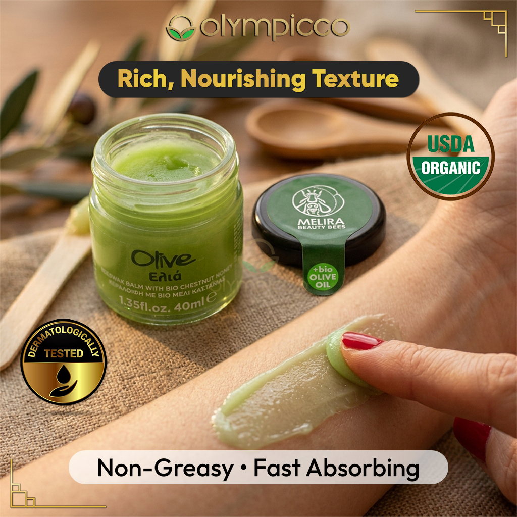 Melira Beeswax Balm – Organic Olive Oil & Chestnut Honey - Dermatologically Tested | Made in Greece - OLYMPICCO.COM