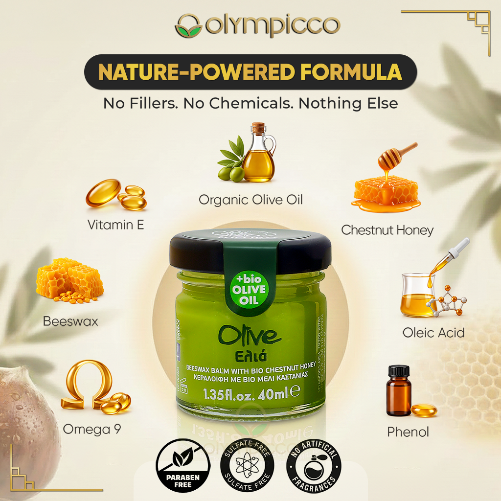 Melira Beeswax Balm – Organic Olive Oil & Chestnut Honey - Dermatologically Tested | Made in Greece - OLYMPICCO.COM