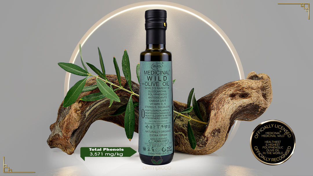 Sparta Green Label Organic High-Phenolic Olive Oil, an exceptional Greek olive oil featuring an impressive 3,571 mg/kg of total polyphenols Harvest 2026
