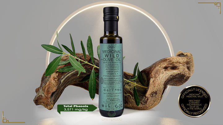 Sparta Green Label Organic High-Phenolic Olive Oil, an exceptional Greek olive oil featuring an impressive 3,571 mg/kg of total polyphenols Harvest 2026