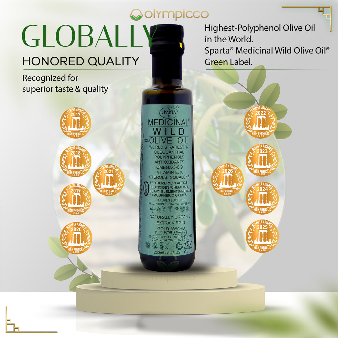 Sparta Medicinal Organic High-Phenolic Olive Oil Green Label Limited Edition Awards