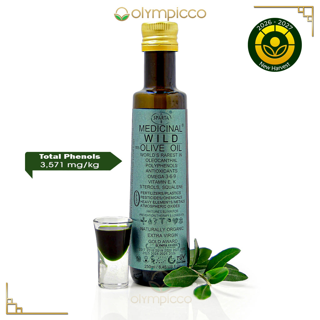 SPARTA® Medicinal Wild Olive Oil – Green Label Limited Edition, Organic Greek High-Polyphenol Olive Oil, 250ml, Harvest 2026/2027