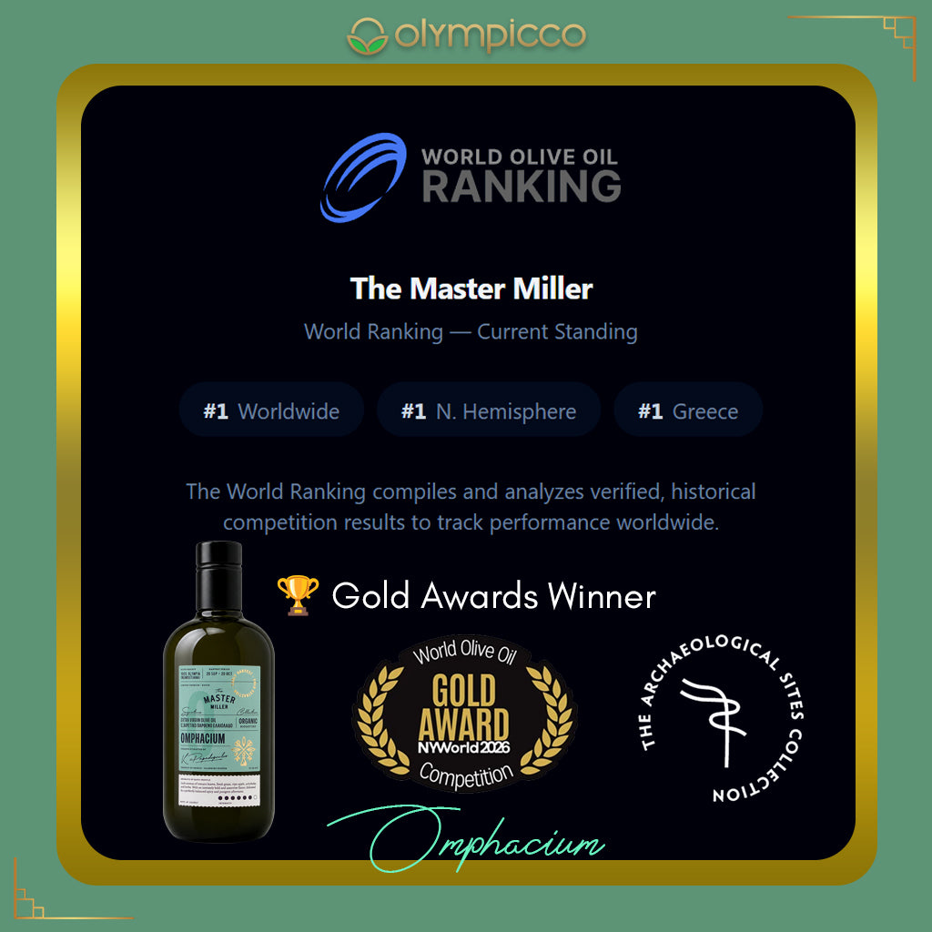 The Master Miller Omphacium Organic Early Harvest EVOO - High-Phenolic, Award-Winning - OLYMPICCO.COM