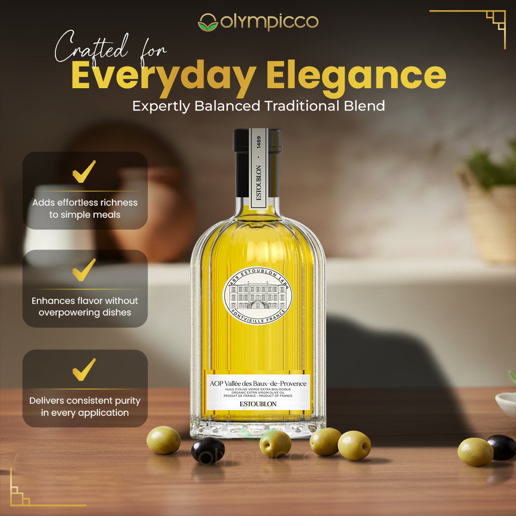 Estoublon Organic AOP Vallée des Baux-de-Provence Extra Virgin Olive Oil Gift Box | Premium French EVOO - OLYMPICCO.COM