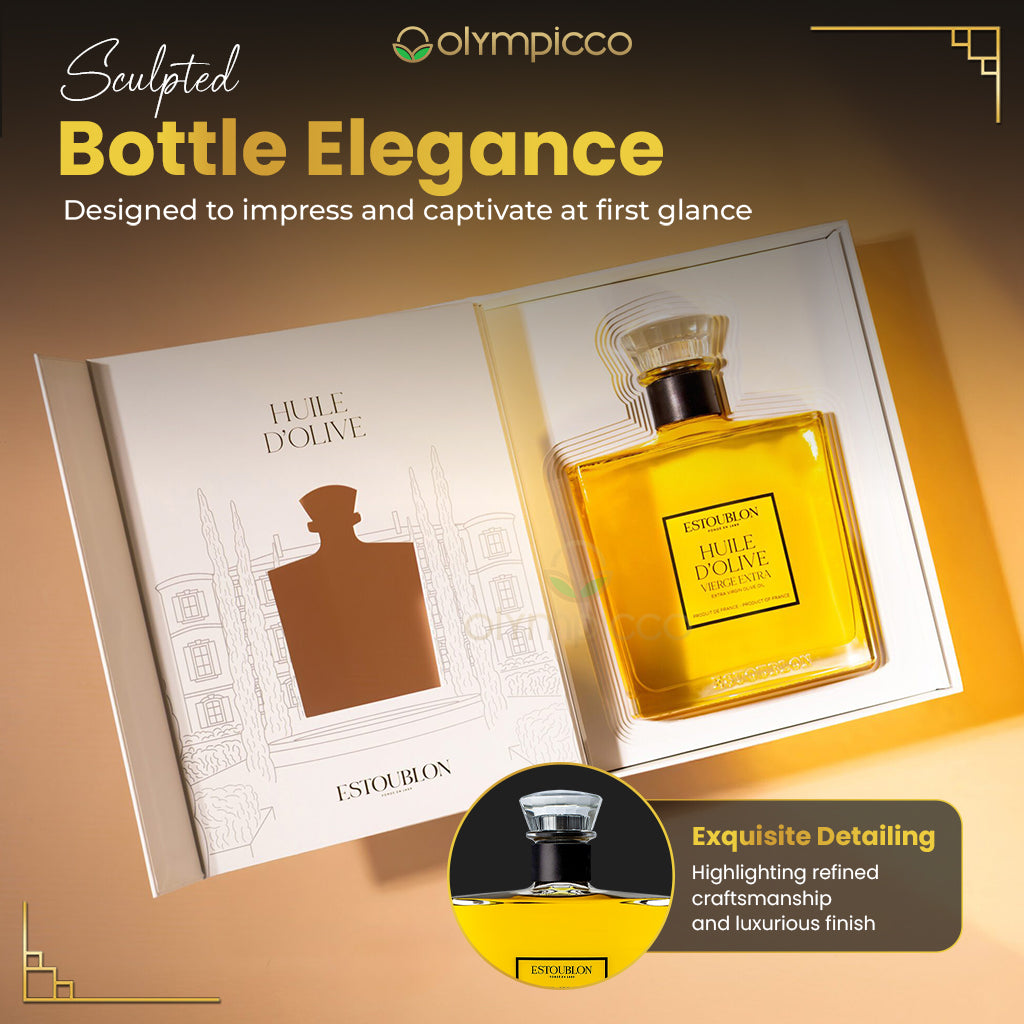 ESTOUBLON Flacon Couture Extra Virgin Olive Oil Grand Cru | Luxury Gift Box 750ml - OLYMPICCO.COM
