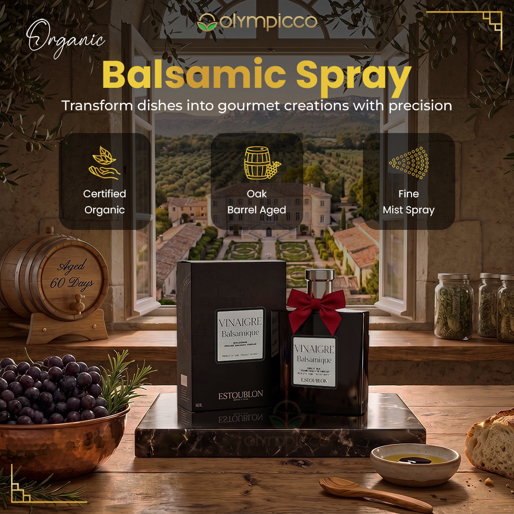 Estoublon Organic Balsamic Vinegar Spray 100ml | Premium French Aged Balsamic | Fine Mist Culinary Spray - OLYMPICCO.COM