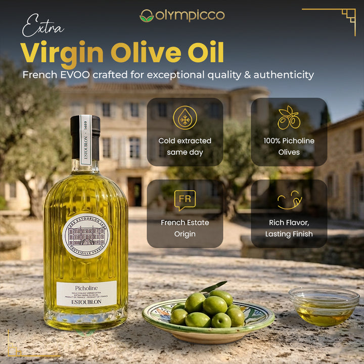ESTOUBLON Picholine Extra Virgin Olive Oil 500ml | Award-Winning French Single-Varietal EVOO from Provence - OLYMPICCO.COM