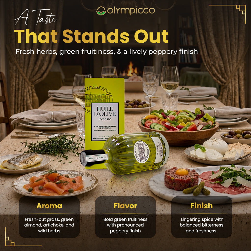 ESTOUBLON Picholine Extra Virgin Olive Oil 500ml | Award-Winning French Single-Varietal EVOO from Provence - OLYMPICCO.COM