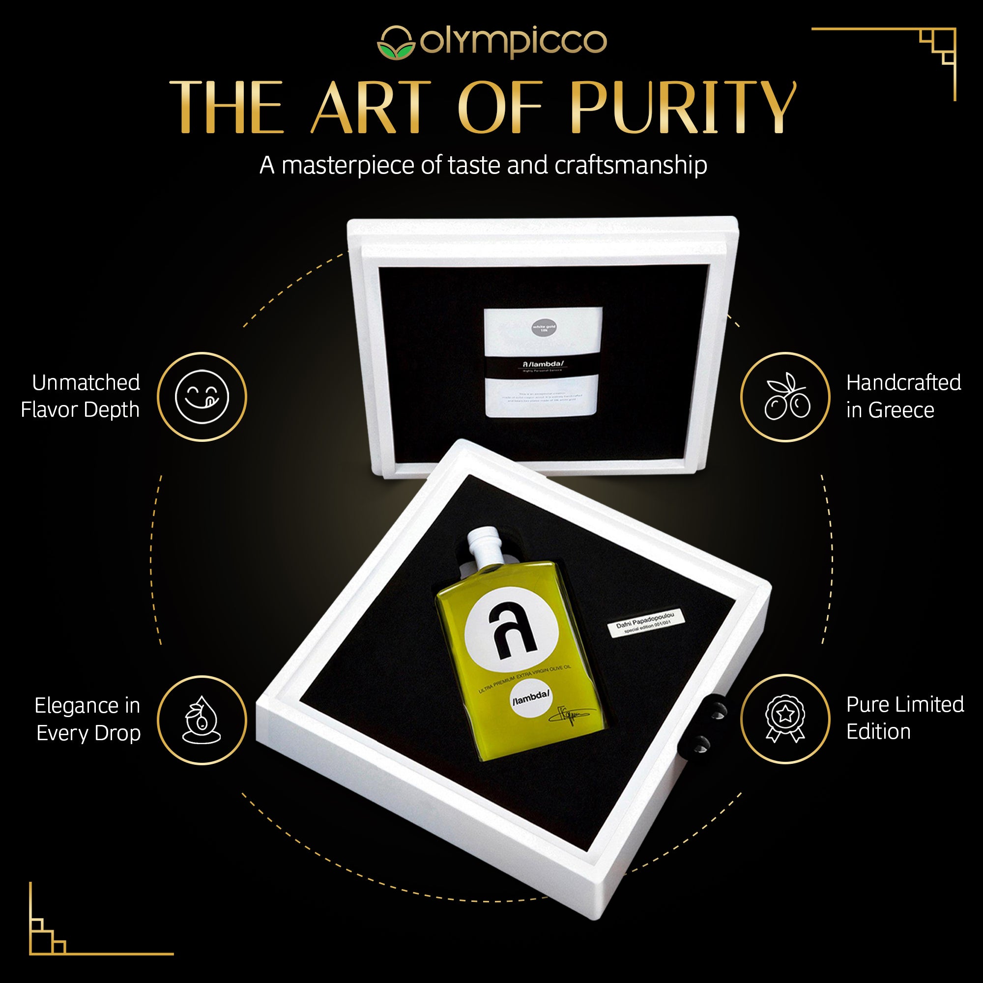 Lambda Ultra-Premium Extra Virgin Olive Oil - Bespoke White Gold Plated Edition