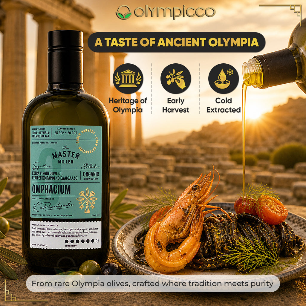 The Master Miller Omphacium Organic Early Harvest EVOO - High-Phenolic, Award-Winning - OLYMPICCO.COM