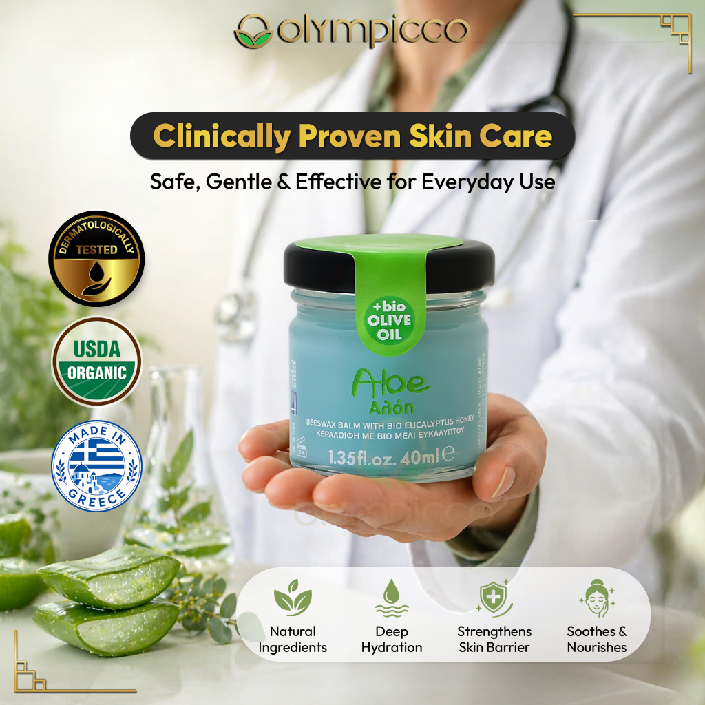 Melira Beeswax Balm with Aloe & Eucalyptus Honey Natural Moisturizing Balm with Organic Olive Oil | Made in Greece - OLYMPICCO.COM
