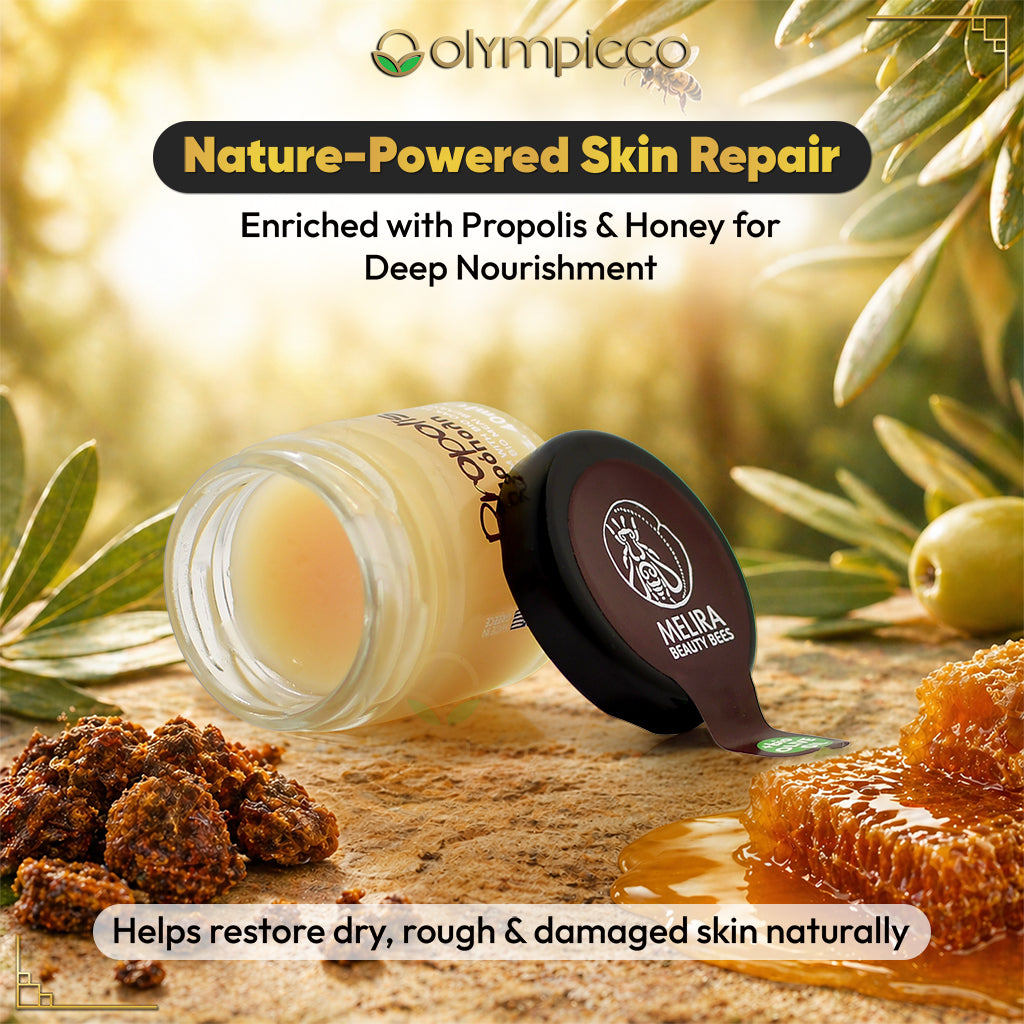 Melira Propolis Beeswax Balm with Organic Oak Honey & Olive Oil | Dermatologically Tested | Natural Repair for Dry & Sensitive Skin | Made in Greece - OLYMPICCO.COM