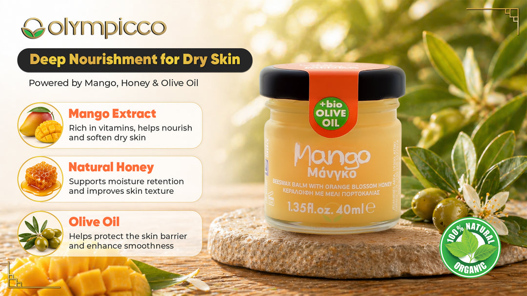 Melira Beeswax Balm Mango with Orange Blossom Honey & Organic Olive Oil | Natural Skin Repair | Made in Greece - OLYMPICCO.COM