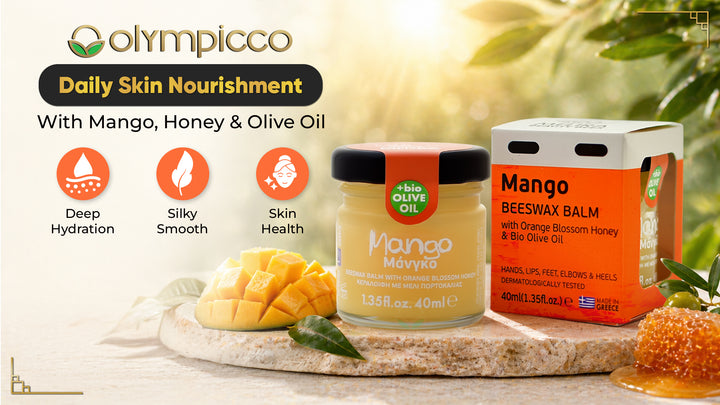 Melira Beeswax Balm Mango with Orange Blossom Honey & Organic Olive Oil | Natural Skin Repair | Made in Greece - OLYMPICCO.COM