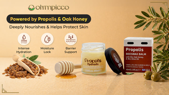 Melira Propolis Beeswax Balm with Organic Oak Honey & Olive Oil | Dermatologically Tested | Natural Repair for Dry & Sensitive Skin | Made in Greece - OLYMPICCO.COM