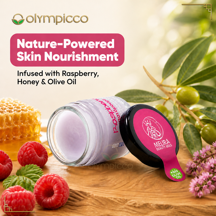 Melira Beeswax Balm with Raspberry, Bio Heather Honey & Organic Olive Oil | Natural Skin Repair | Made in Greece - OLYMPICCO.COM