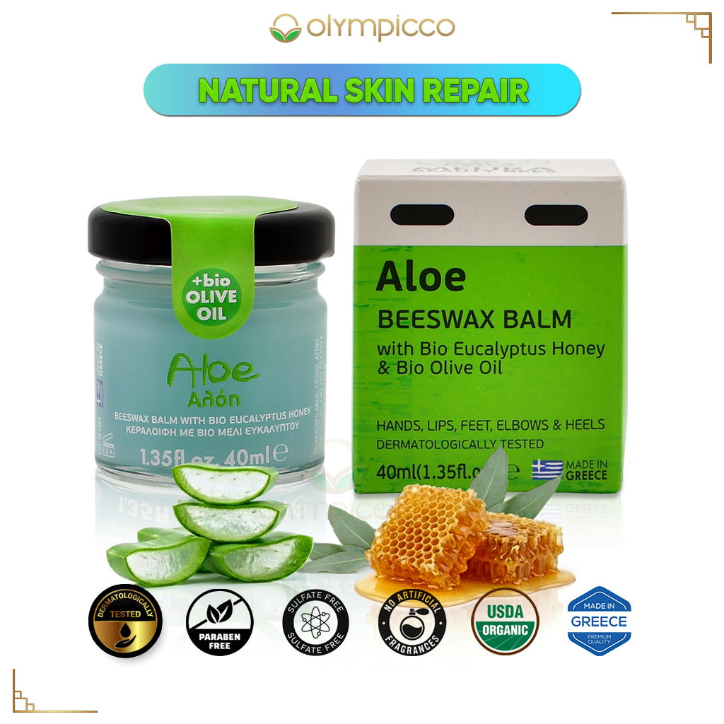 Melira Beeswax Balm with Aloe & Eucalyptus Honey Natural Moisturizing Balm with Organic Olive Oil | Made in Greece - OLYMPICCO.COM