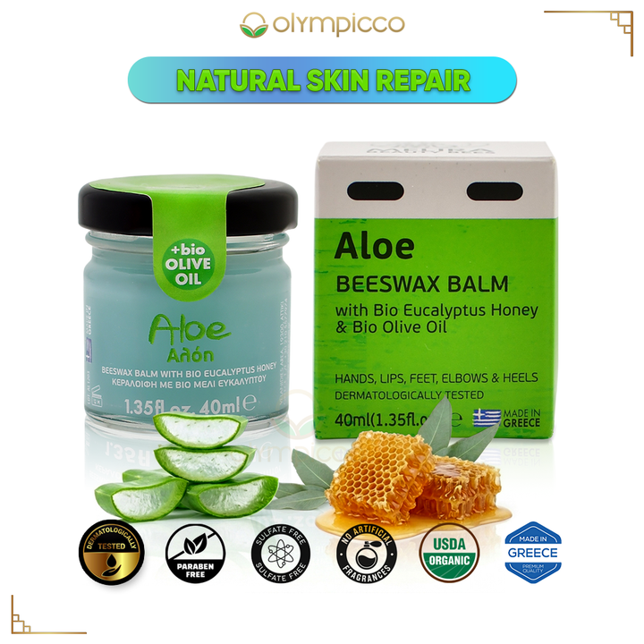 Melira Beeswax Balm with Aloe & Eucalyptus Honey Natural Moisturizing Balm with Organic Olive Oil | Made in Greece - OLYMPICCO.COM