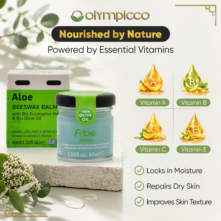 Melira Beeswax Balm with Aloe & Eucalyptus Honey Natural Moisturizing Balm with Organic Olive Oil | Made in Greece - OLYMPICCO.COM