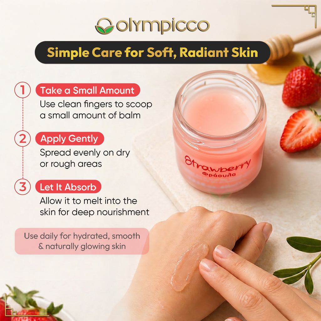 Melira Strawberry Beeswax Balm | Bio Thyme Honey & Organic Olive Oil | Natural Multi-Purpose Skin Balm - OLYMPICCO.COM