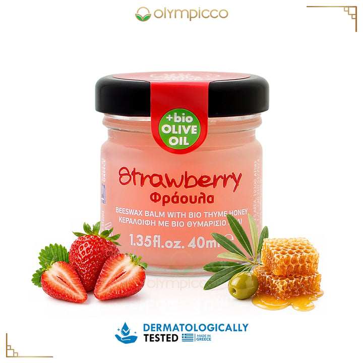 Melira Strawberry Beeswax Balm | Bio Thyme Honey & Organic Olive Oil | Natural Multi-Purpose Skin Balm - OLYMPICCO.COM