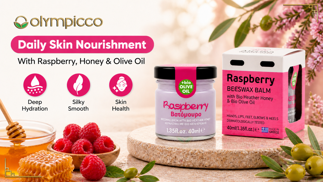 Melira Beeswax Balm with Raspberry, Bio Heather Honey & Organic Olive Oil | Natural Skin Repair | Made in Greece - OLYMPICCO.COM