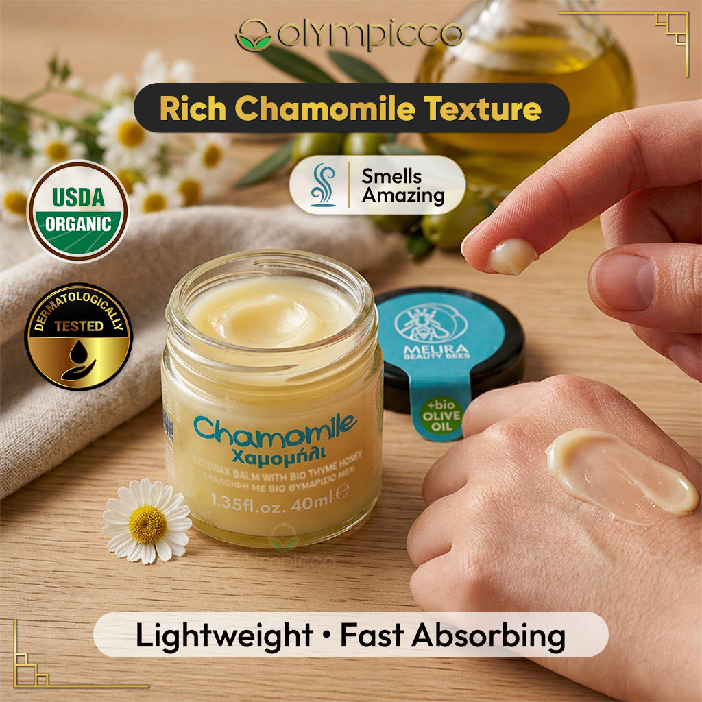 Melira Beeswax Balm with Chamomile, Bio Thyme Honey & Organic Olive Oil | Dermatologically Tested | Made in Greece - OLYMPICCO.COM