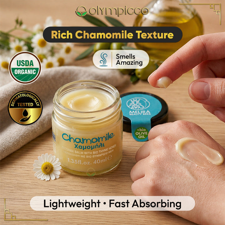 Melira Beeswax Balm with Chamomile, Bio Thyme Honey & Organic Olive Oil | Dermatologically Tested | Made in Greece - OLYMPICCO.COM