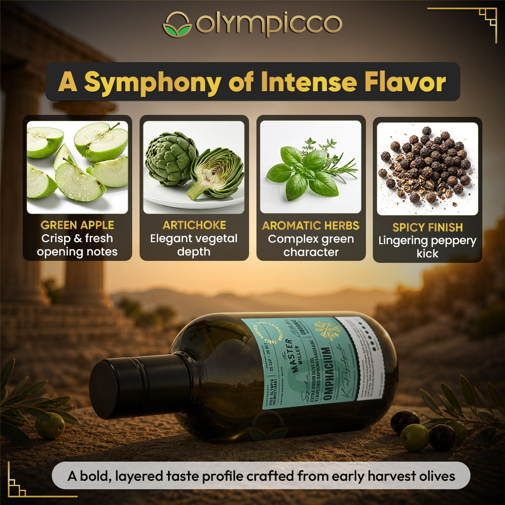 The Master Miller Omphacium Organic Early Harvest EVOO - High-Phenolic, Award-Winning - OLYMPICCO.COM