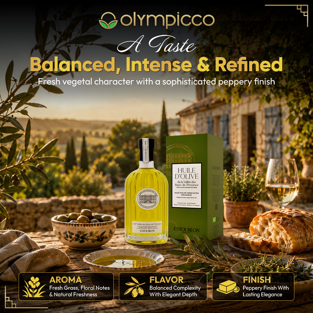 Estoublon Organic AOP Vallée des Baux-de-Provence Extra Virgin Olive Oil Gift Box | Premium French EVOO - OLYMPICCO.COM