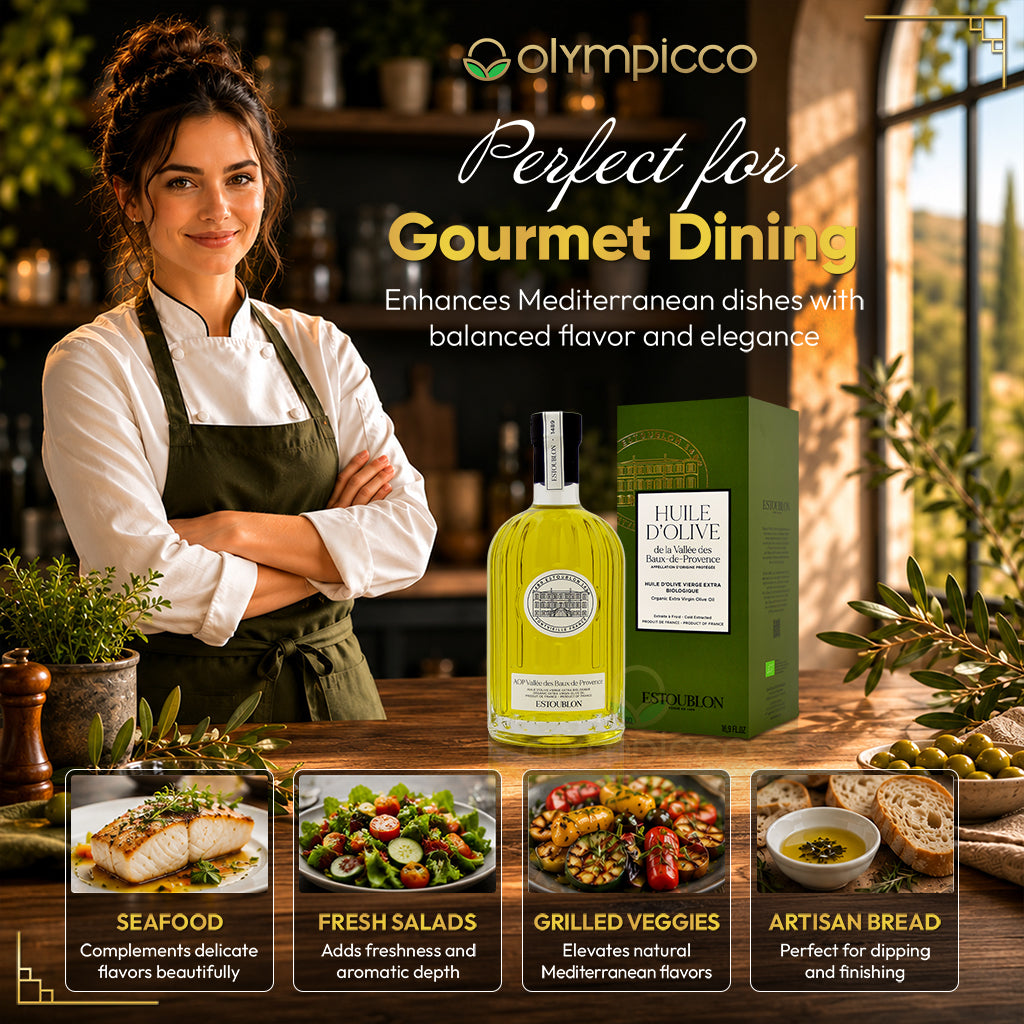 Estoublon Organic AOP Vallée des Baux-de-Provence Extra Virgin Olive Oil Gift Box | Premium French EVOO - OLYMPICCO.COM